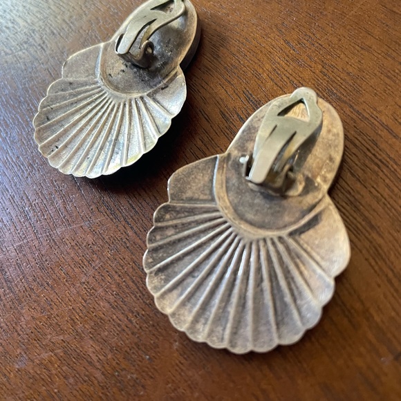 Sterling Silver Southwest Earrings with Black Stone - Picture 3 of 5